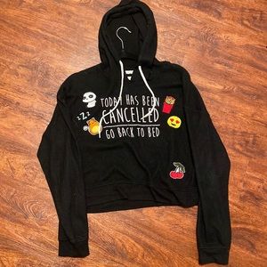 black fluffy hoodie from bluenotes and a canada sized medium